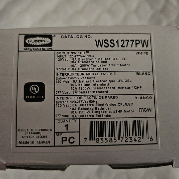Hubbell WSS1277PW Scrubshield Switch - Brand New in Box - Picture 7 of 7